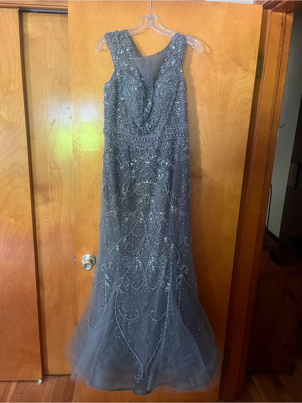 Mon Cheri 117D66 Evening Gown, Silver/Grey